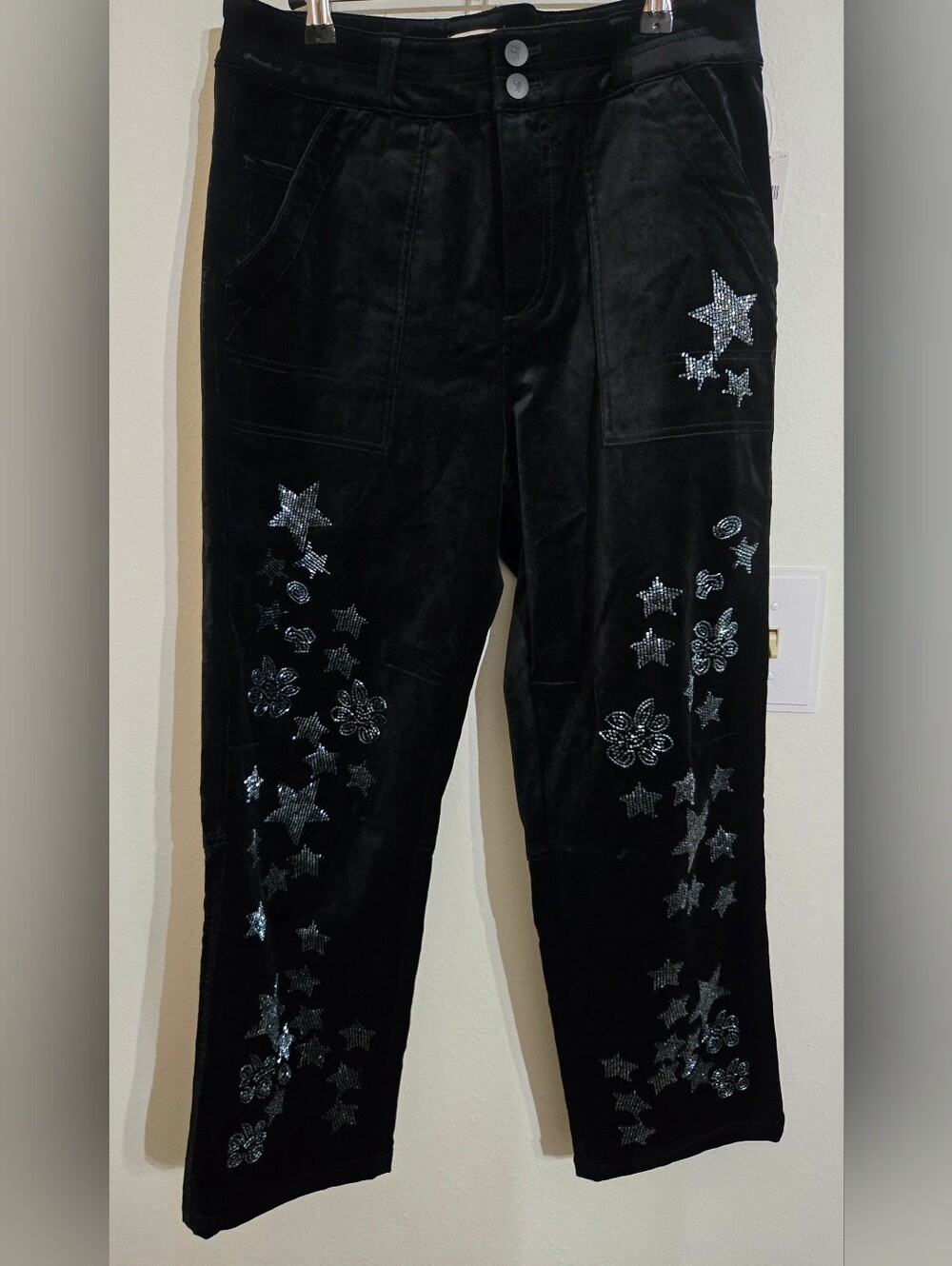 Black Star-Embellished Men’s Velour Pants